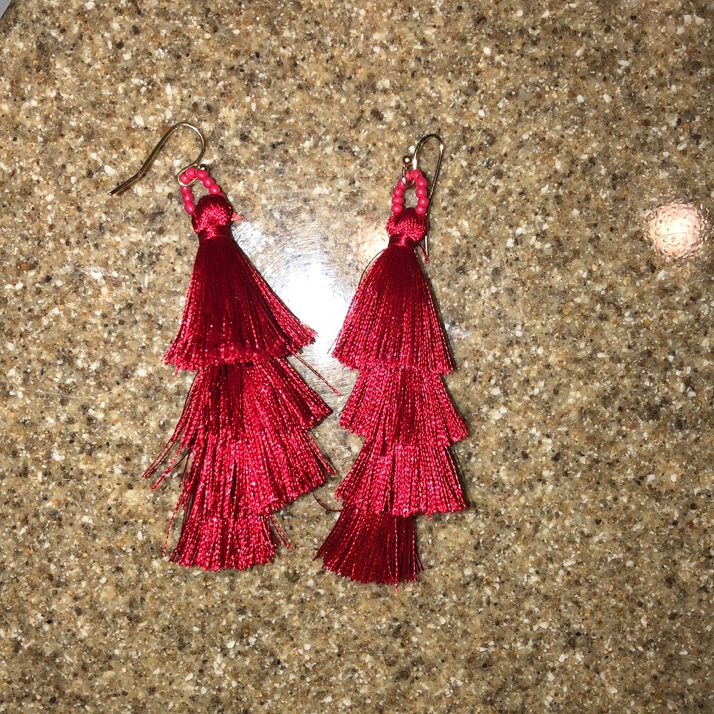 Red tassel earrings